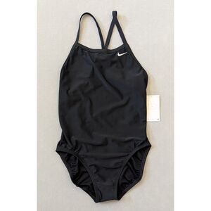 NWT Nike Women's Solid Racerback One-Piece Swimsuit Black Size 10